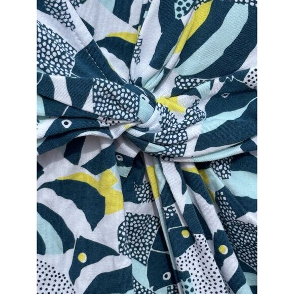 Lands End Woman's Fish Print Stretch Faux Wrap Twist Front Dress NWOT Size S 🐟 - Picture 3 of 9